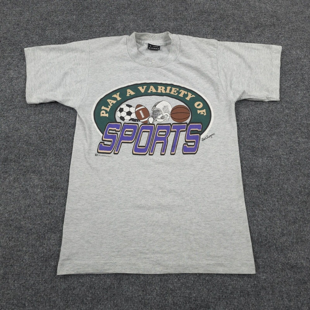 VINTAGE Best Shirt Mens Small Grey‎ Sports Football Graphic Single Stitch 90s